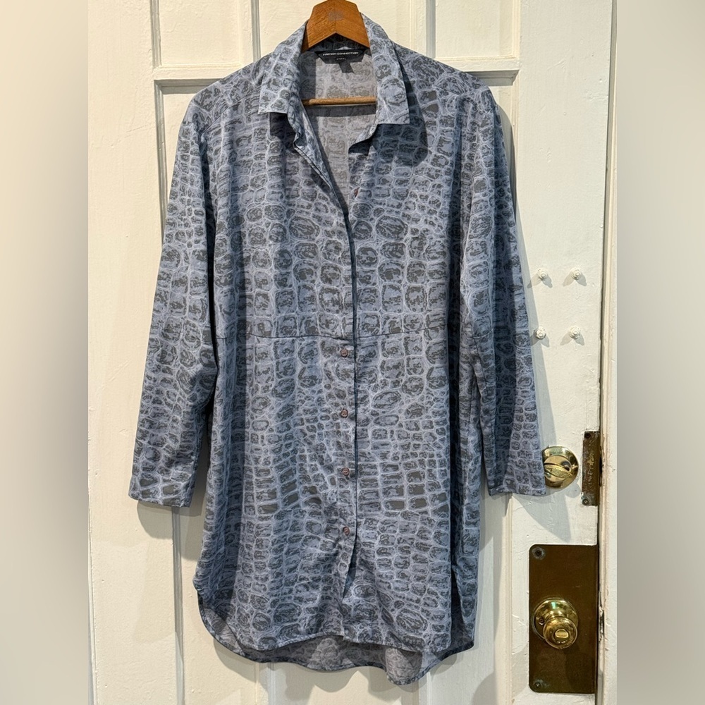 French Connection Gray Textured Men's Shirt